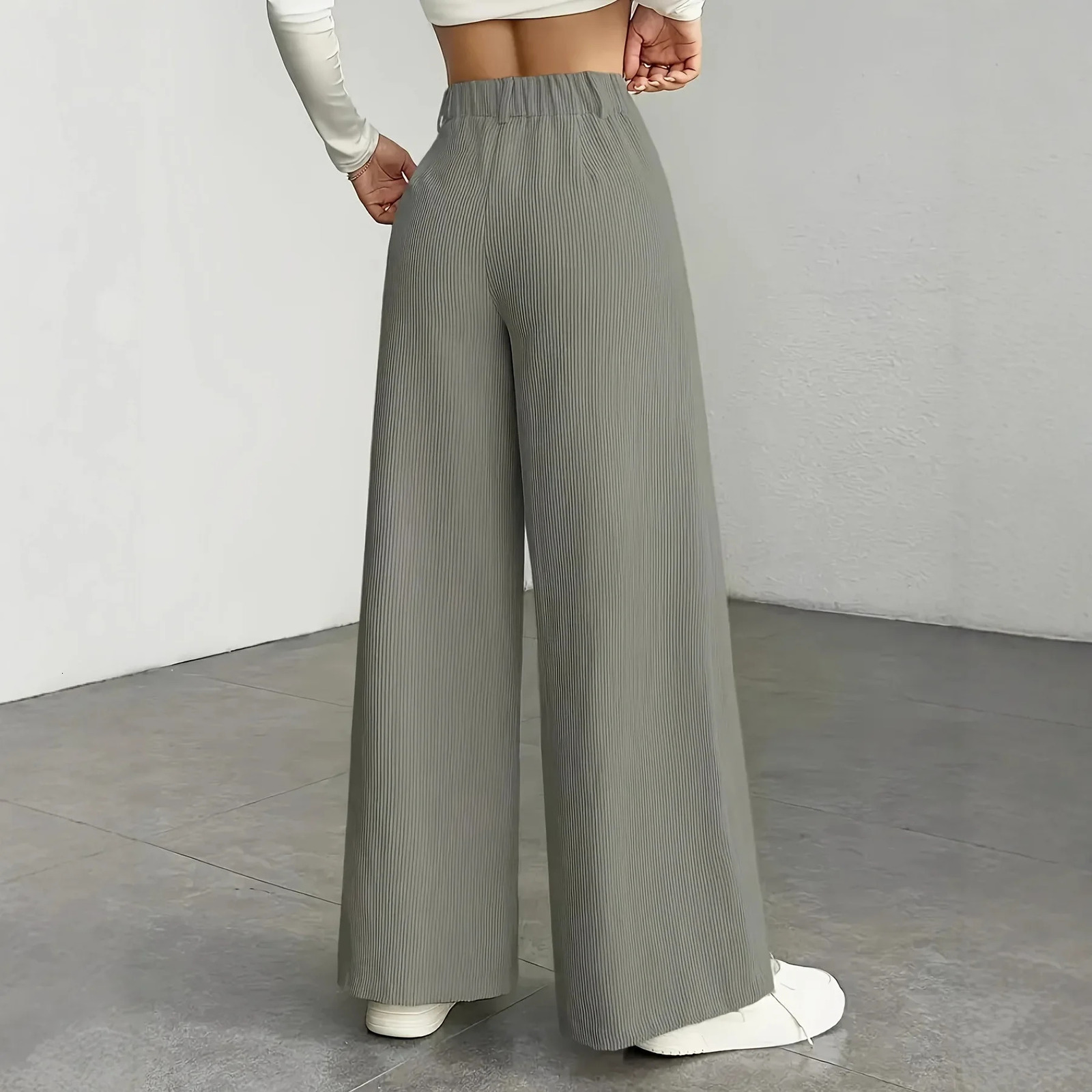 High Waist Striped Wide Leg Pants Commute Versatile Casual Long Trousers Womens Fashion CrossBorder Clothing 251029