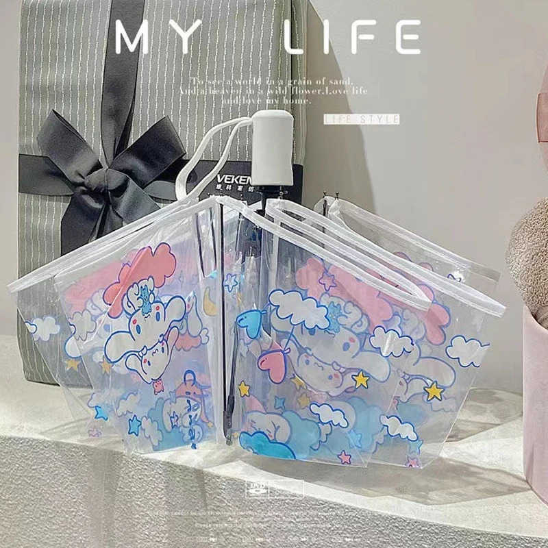 Sanrio Sanrio Kawaii Hello Kitty Umbrella Cinnamoroll Kuromi My Melody Girl Cartoon Rainy Day Fully Automatic Vinyl Sun Umbrella Gift L251029
