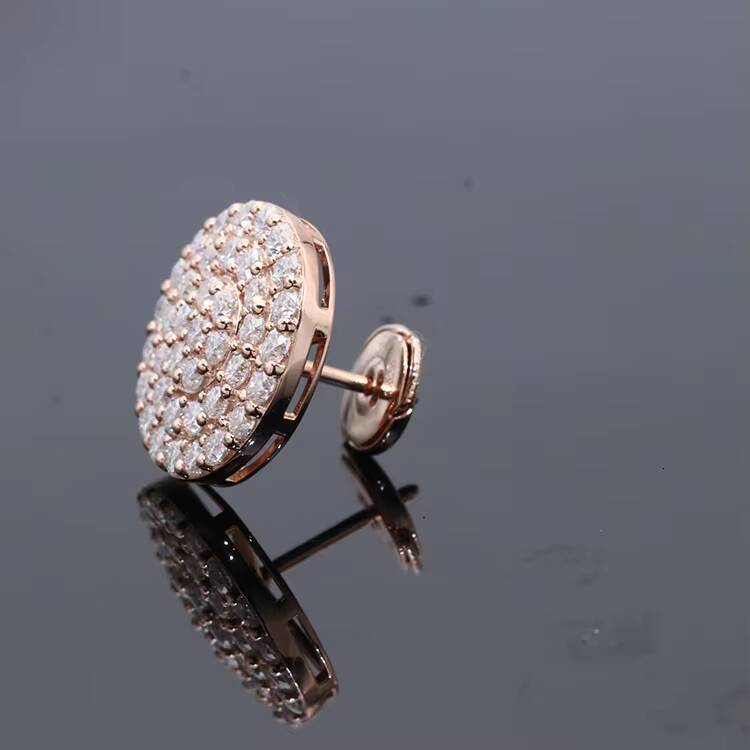 Luxury Earrings for Women 2023 Fashion 14k Solid Rose Gold Earrings White Moissanite Earrings Stud Jewelry Set