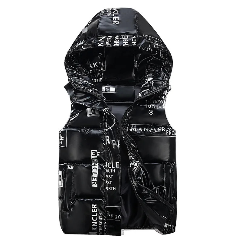 Winter Vest For Womens Hooded Vests Waterproof Cotton Padded Sleeveless Down Jacket Female Bright Waistcoat Plus Size 4XL 251029