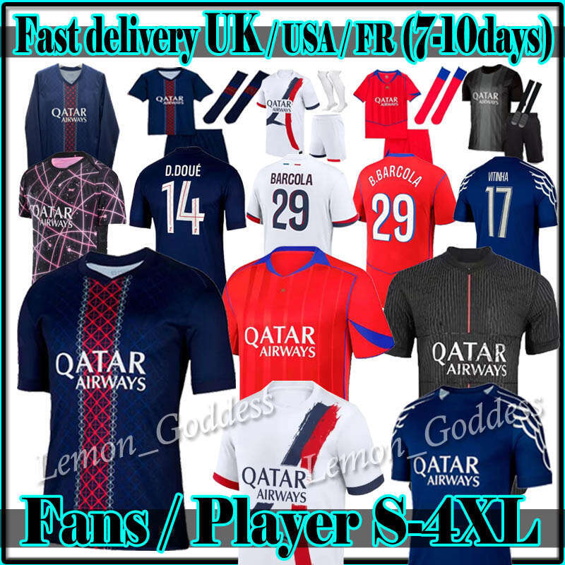 4XL 25 26 psges Jerseys KVARATSKHELIA BARCOLA O.Dembele G.RAMOS Kits 2025 maillot paris st germain de foot HAKIMI SERGIO Paris maillot Shirt men kids kit Stadium sock