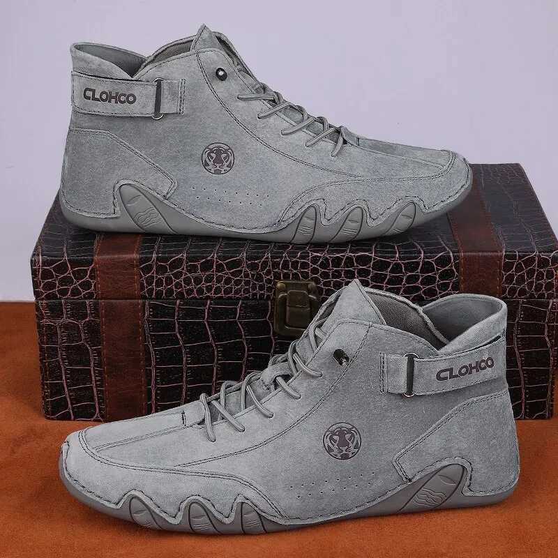 Mens Genuine Leather Shoes Ankle Boots 2023 Men Sneakers Outdoor Light LaceUp Casual Shoes Fashion Loafers Winter Warm Boots Z251029