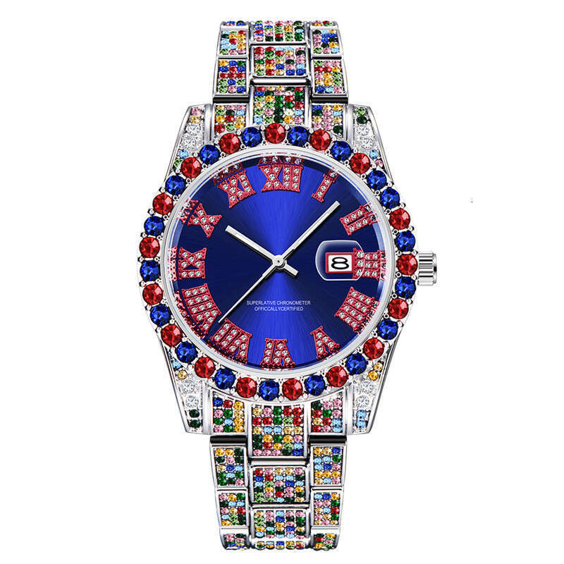Hip-Hop Water Ghost Diamond-Studded Starry Sky Calendar Quartz Watch