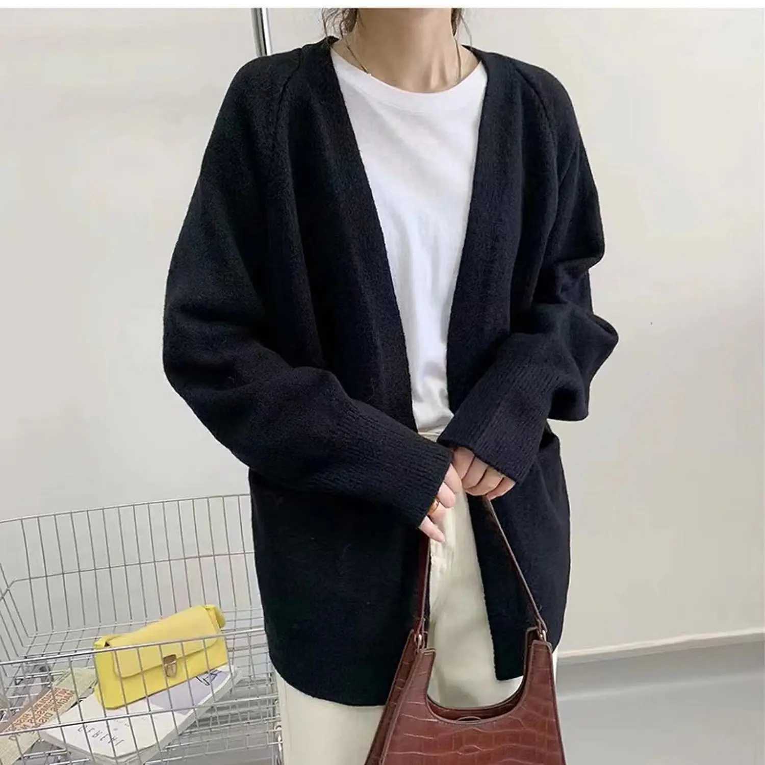 2025 New Thick Knitted Sweater Cardigan Women Loose Oversized V Neck Spring Coat Casual OutwearT251028