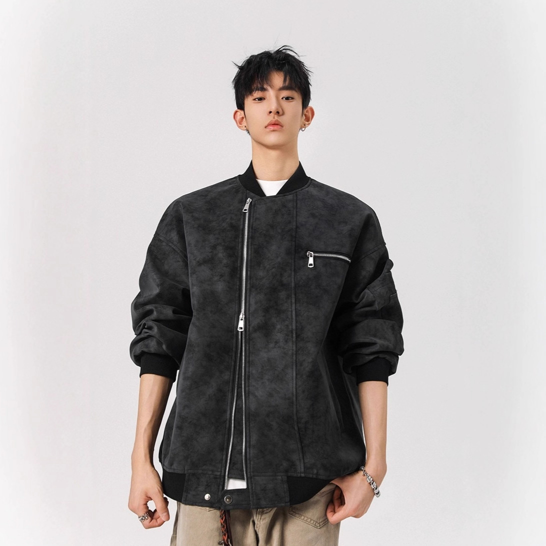 Autumn Winter American Style Handsome Functional Flight Motorcycle Leather Jacket Stand Collar Jacket Men's Spring Designer Jacket Autumn Basebal