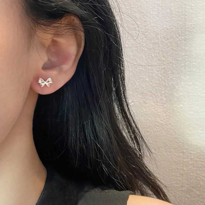 INZATT Real 925 Sterling Silver Bowknot Stud Earrings for Women Cute Fine Jewelry Light Luxury AccessoriesW251029