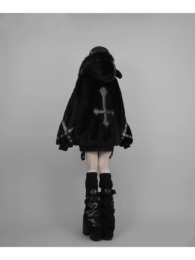 Mauroicardi Autumn Winter Oversized Warm Soft White Faux Fur Coat Women with Hood Harajuku Fashion Fluffy Jacket Streetwear 2025 251029