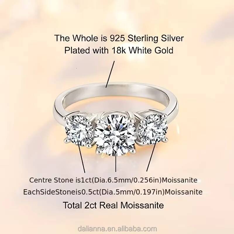 Cheap Brilliant Cut 925 Silver Ring 18k Gold Plated Jewelry Moissanite Circular2ct4ct Engagement Diamond Ring Fine Jewelry Rings