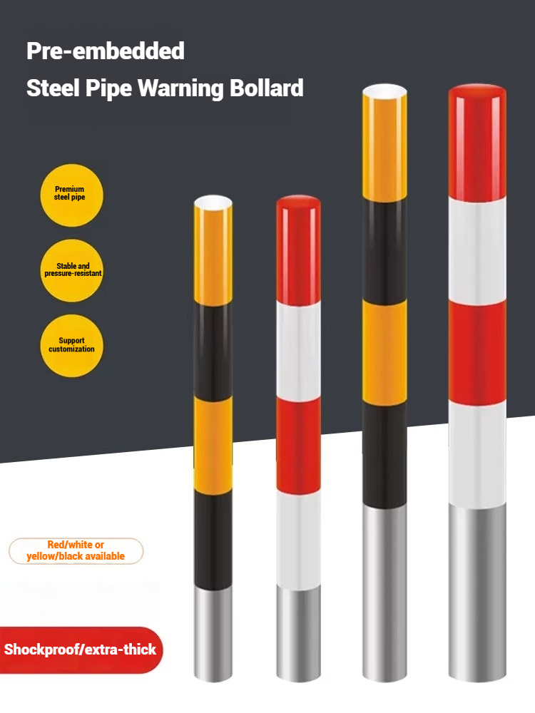 Galvanized Reflective Warning Posts Steel Pipe Crash Barrier Posts Road Barrier Bollards Vehicle Restraint Ground Anchors
