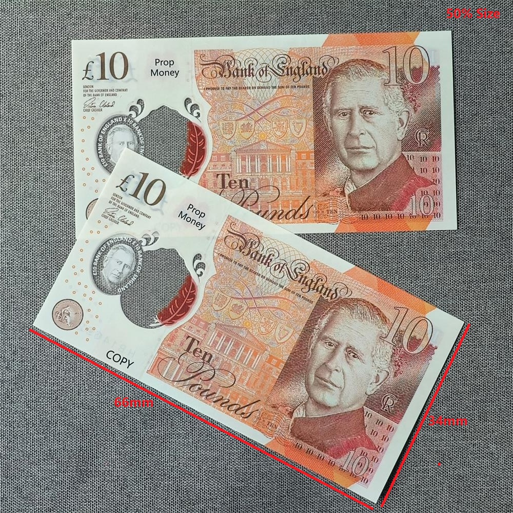 5A High Quality Movie Plastic Prop Money Set Euro GBP Fake Money for YouTube Videos Birthday Graduation Easter Halloween Skits 70*37mm 50% Size