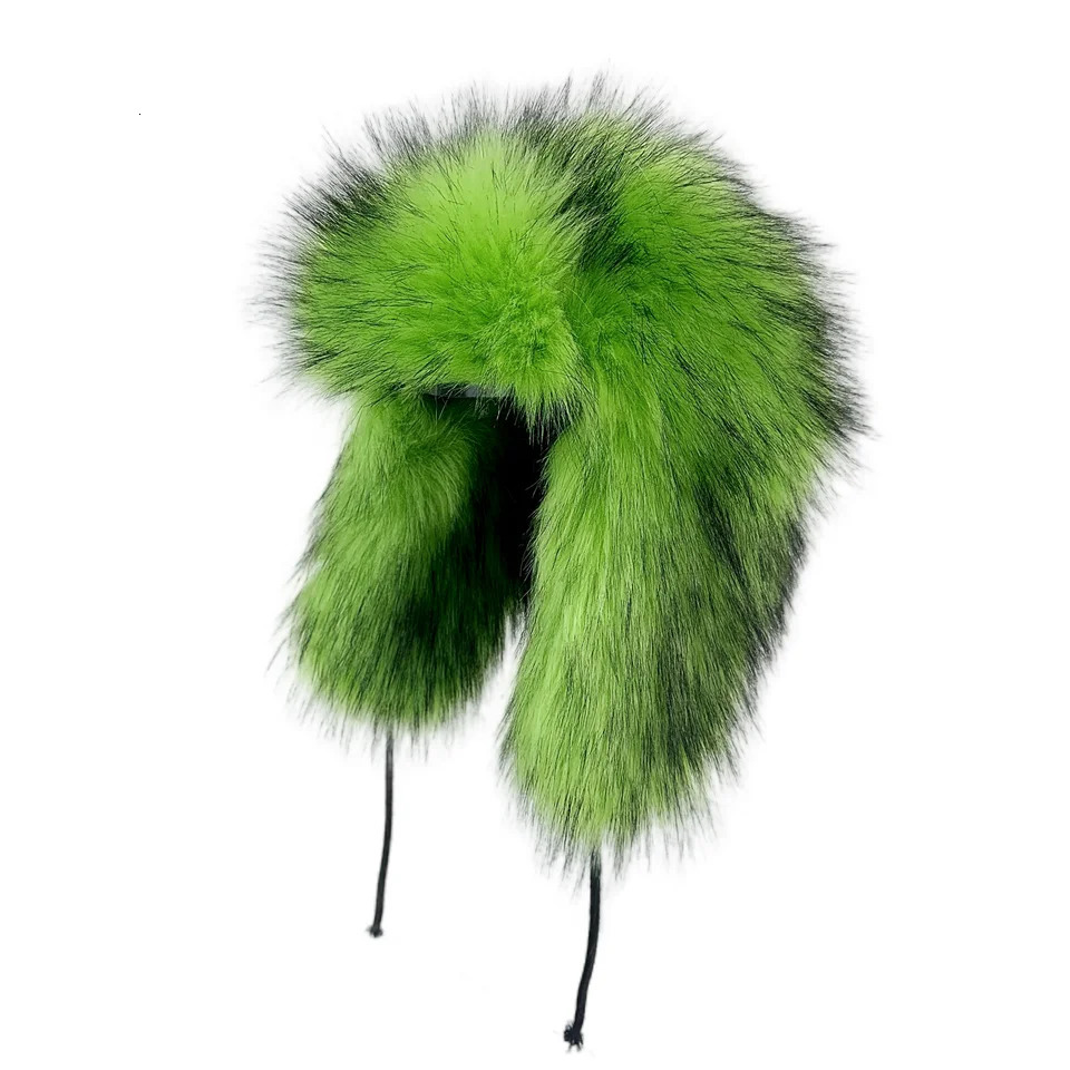Winter Fashion Fluffy Faux Fur Hat for Women Russian Style round Cap Female Beanies Raccoon Bomber 251013
