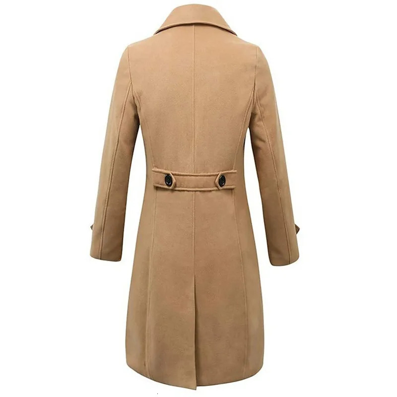 Autumn Winter Mens Woolen Coats Business Casual Fashion Double Breasted Long Woolen Trench Male England Style Wool Blends Coat 251028