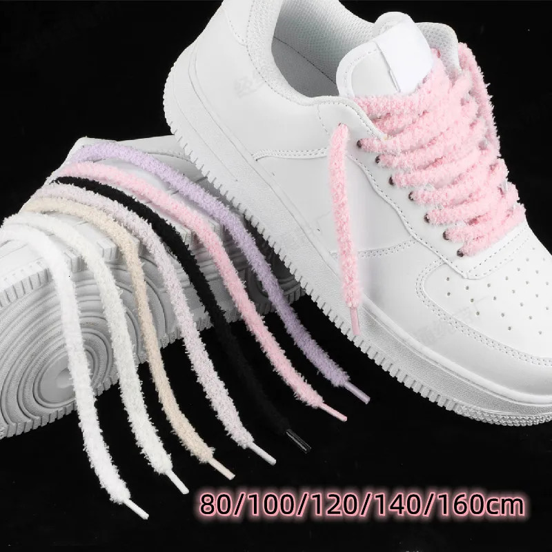 1 Pair Cute Plush Sneakers Shoelaces Pink White Black Hairy Soft Laces For Hightop Canvas Casual Flat Shoes Strings 251029