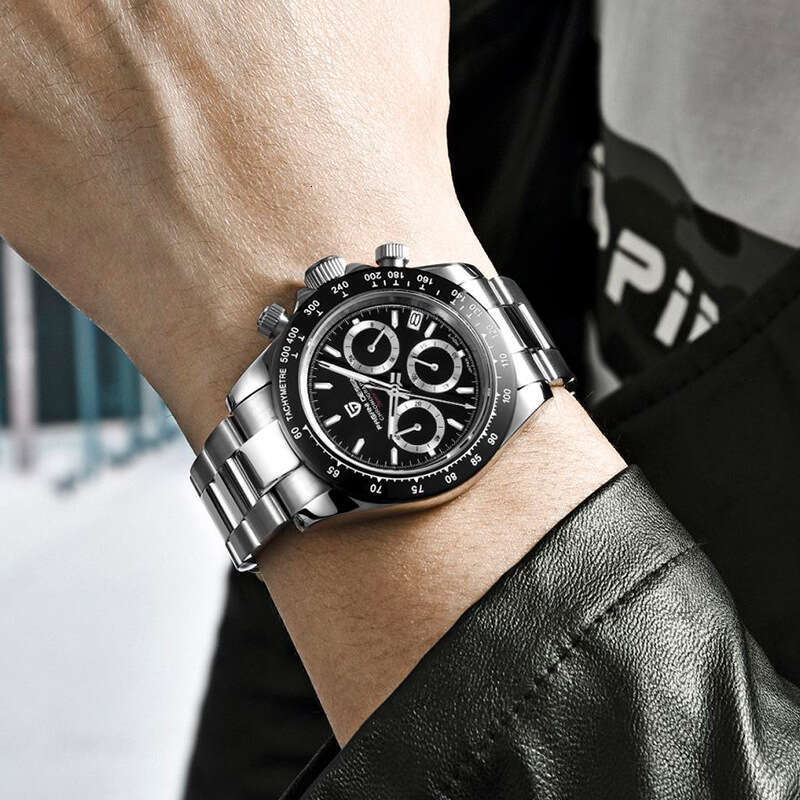 PAGANI DESIGN Trendy Functional Stainless Steel Luminous Calendar Quartz Watch for Men PD-1644