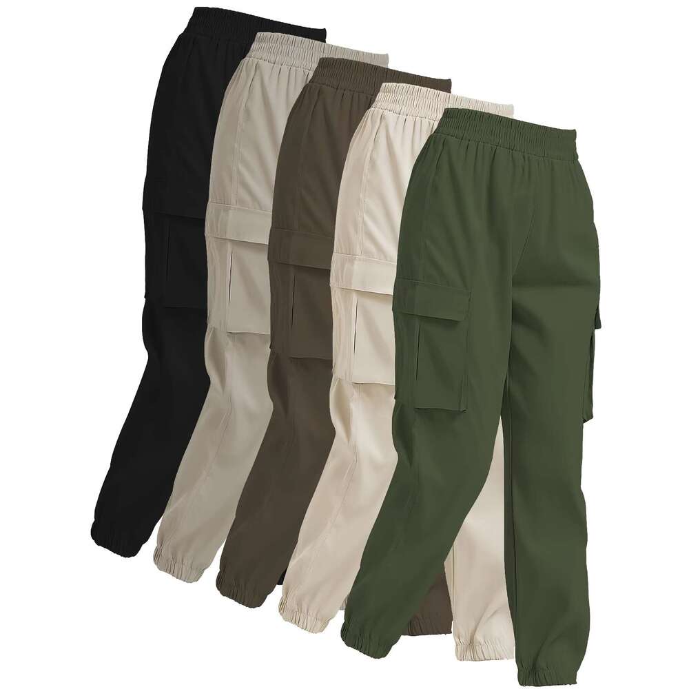 5pcs Solid Color Pocket Jogger Suitable for Autumn And Winter Casual Elastic Waist Sports Pants, Women's Clothing, Jogging Pants