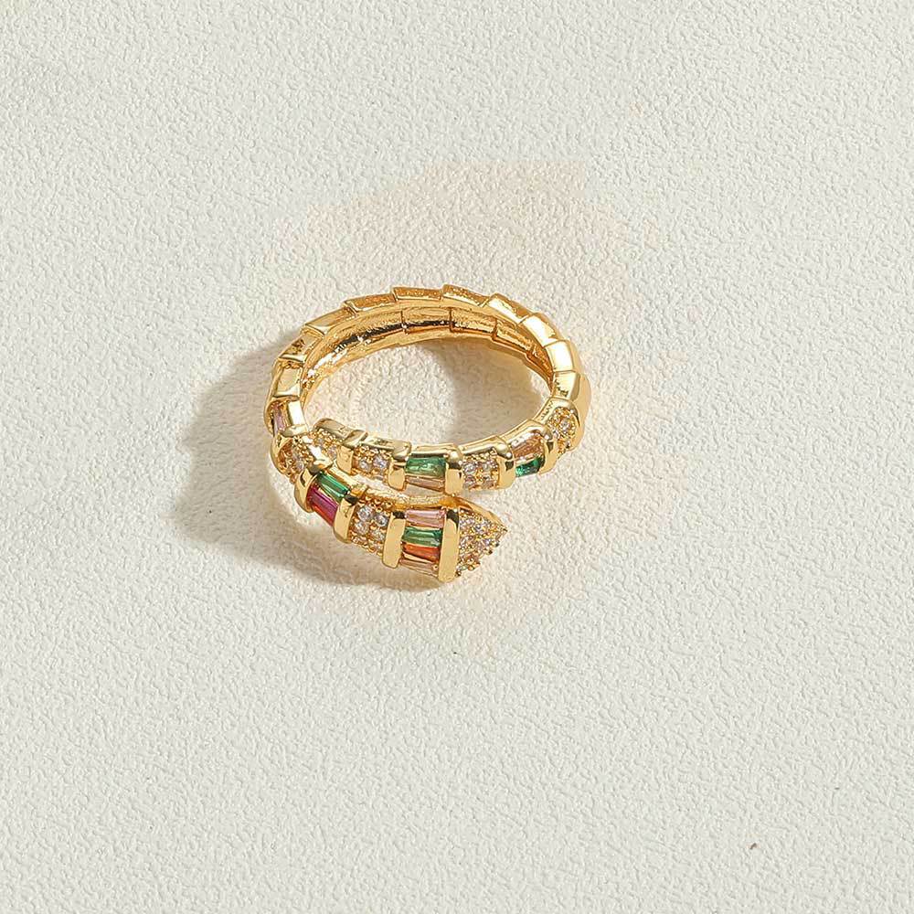 Designer ring diamond ring Geometric Zircon Retro Serpentine Full Diamond Ring Simple Opening Adjustable Ring Valentine's Day gift free shipping