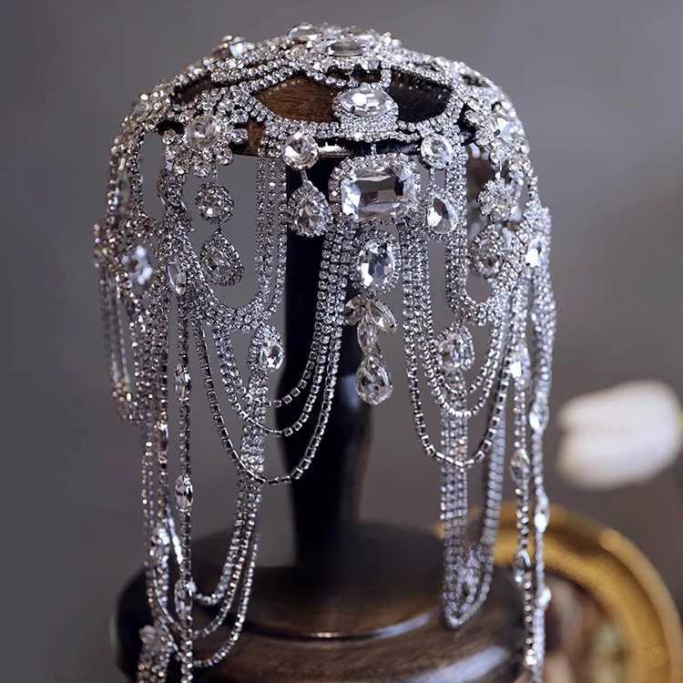 Star luxury personalized flash diamond exotic style silver bridal fringed headgear wedding studio followup accessoriesW251029