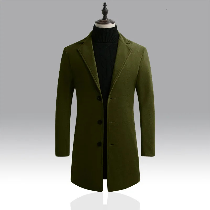 Autumn and Winter Mens Woolen Coat Over Coat Long Winter Mens Wool Coats and Jackets 251029