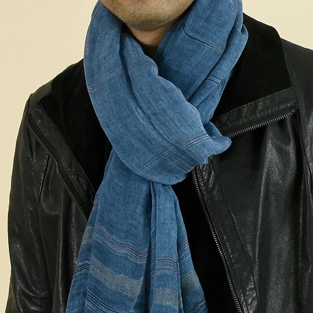 Fashion Men Scarf Cotton Linen Yarndyed Striped Mens Scarves Tassel Long Shawl Autumn Winter Male Accessories Wraps 251013