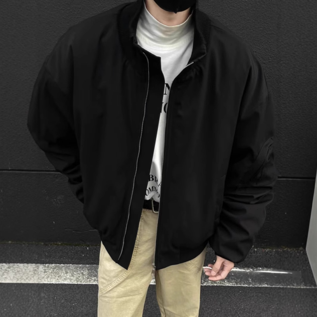 Gray American Style Bomber Jacket Cotton Coat Men Winter Stand Collar Designer Jacket Oversized Short Jacket Padded Workwear Baseball Cotton Jacket