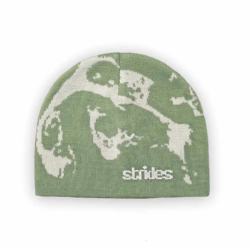 Men Beanie Strides Splatter Korean Wnter Knit Vintage Y2k Hats Streetwear Wool Caps Fashion Aesthetic Unisex Accessories 251013