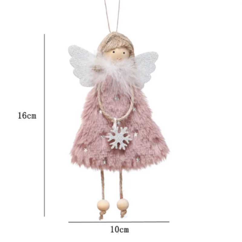 Plush Angel Girl Doll Pendant Christmas Decorations Handmade Crafts Xmas Tree Hanging Ornaments Home New Year 2026 Gift Toy C251030