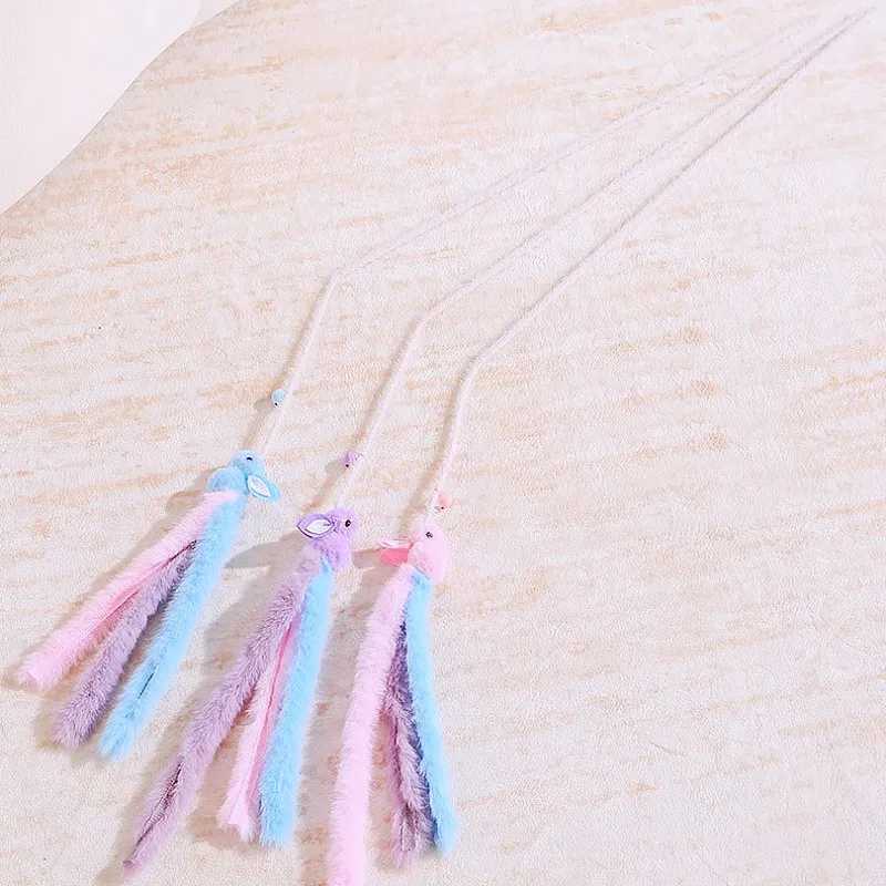 Cat Toys Plush Tassel Cats Teaser Stick Wool Rabbit Cat Toys Interactive Cute Sticks Cats Toy with Bell Kitten Toy Pet Supplies S251029