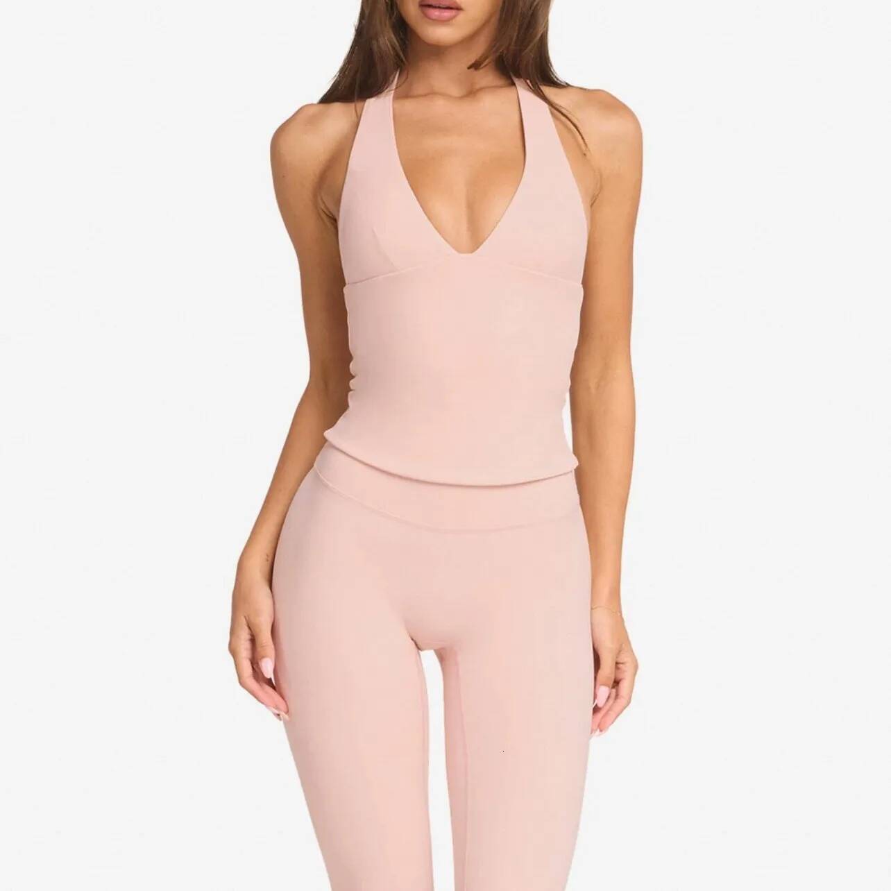 winter jacket women Women's Halter Neck Yoga Vest V-Neck Built-in Bra Naked-Feel Moisture-Wicking Workout Top Gym Fiess Seamless Activewear