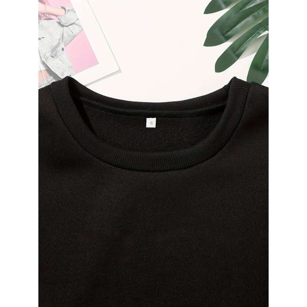 Pack Women S Casual Crew Neck Sweatshirts Polyester Knit Fabric Long Sleeve Alphabet Print Pullovers Slight Stretch Regular Fit For Fall Winter