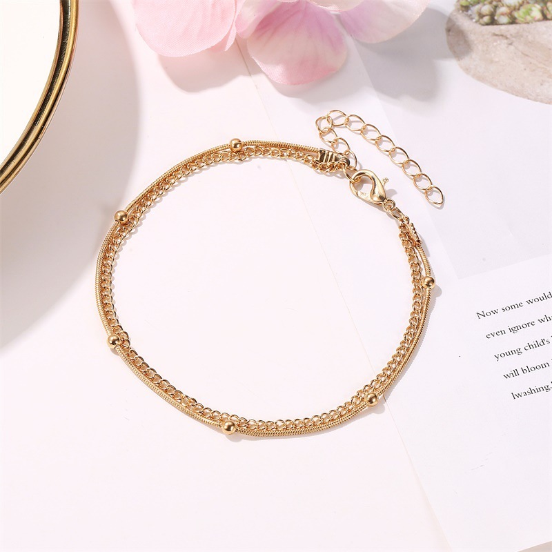 Trendy Jewelry Personality Simple Multi-layer Snake Bone Anklet Fashion Double-layer Women's Summer Foot Accessories