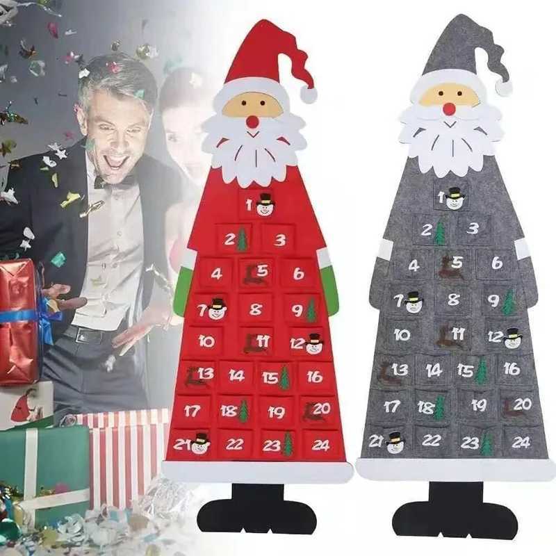 Christmas Felt Advent Calendar Wall Hanging Santa Advent Calendar with Pockets 24 Days Kids Toys For Children Christmas Gift C251030