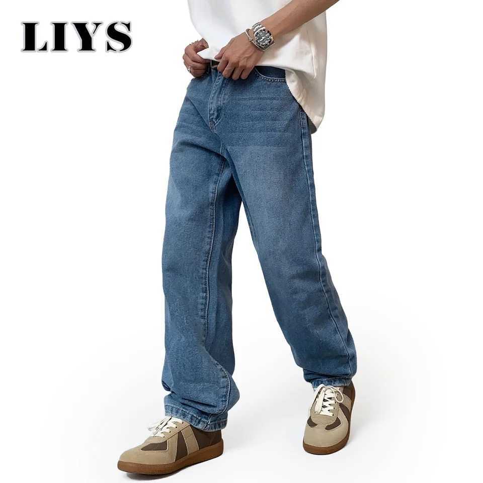 Male Classic America Hip Hop Rap Jeans Wide Leg Youth Popular Jeans Men Straight Leg Retro Loose Trousers Autumn Denim Pants J251030