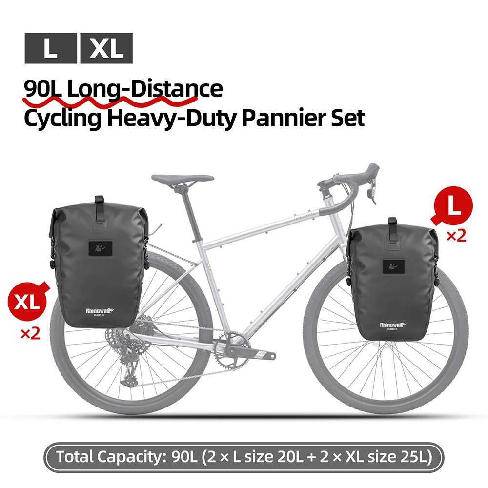 Rhinowalk Bike Pannier Side Bag Quick Release 6122025L Waterproof Cycling Back Rack Side Bag Long Distance Tour Luggage Bag H251029