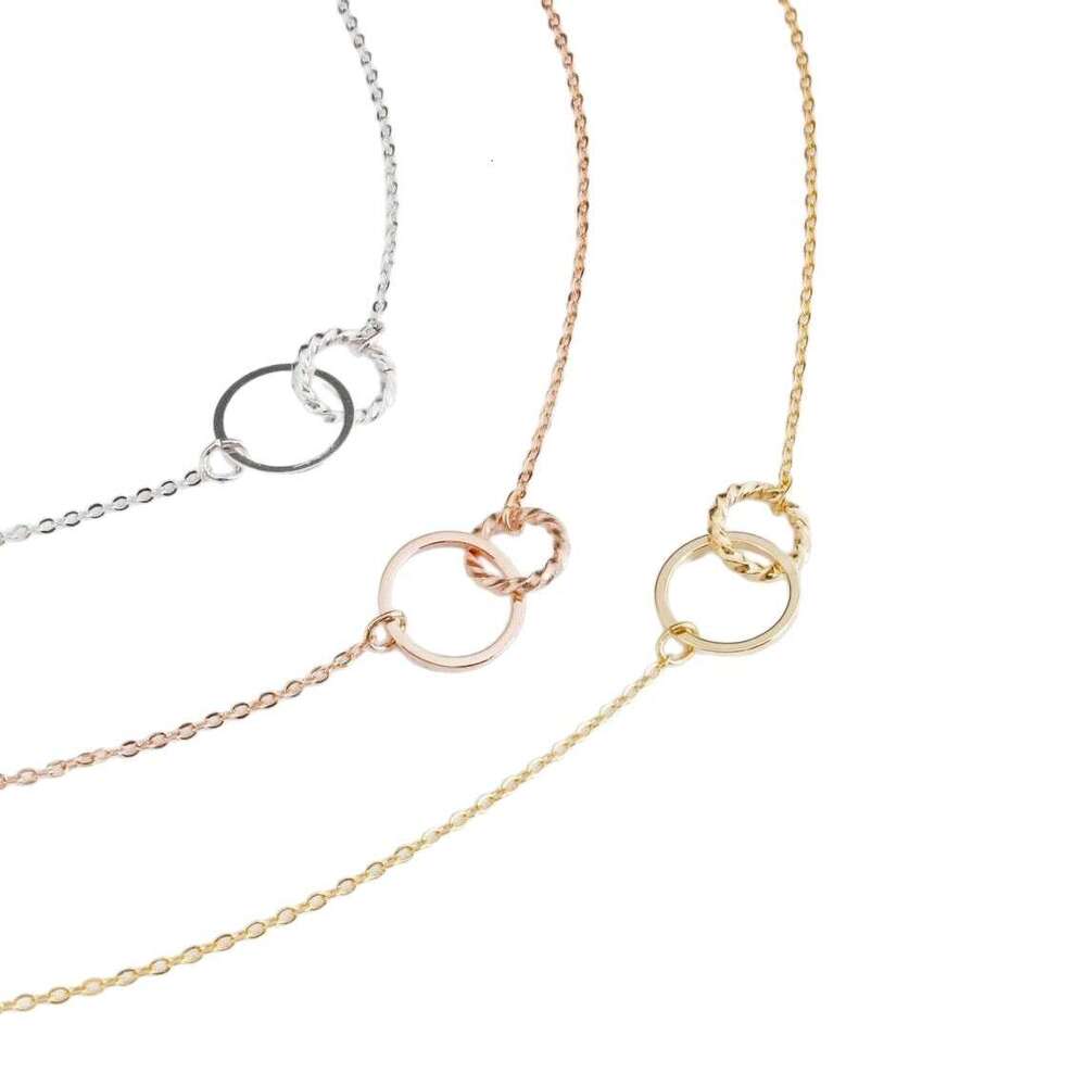 New Double Ring Birthstone Fashion Round Interlocking Bracelet Exquisite Jewelry for Women