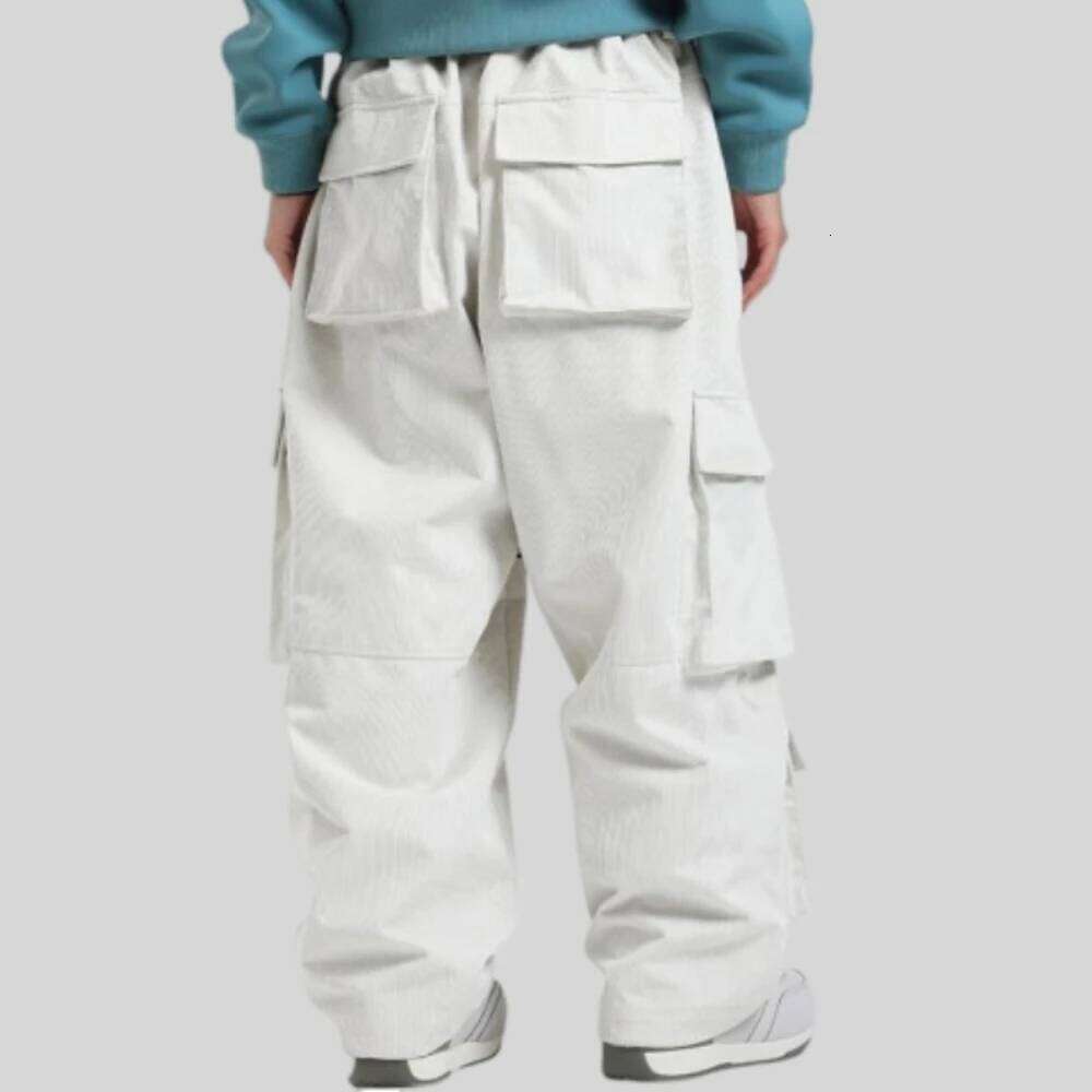 GSOU SNOW Winter Multi Pockets Ski Men Loose Snow Pants Warm Windproof Skiing Trousers Outdoor Sports Breathable Britches