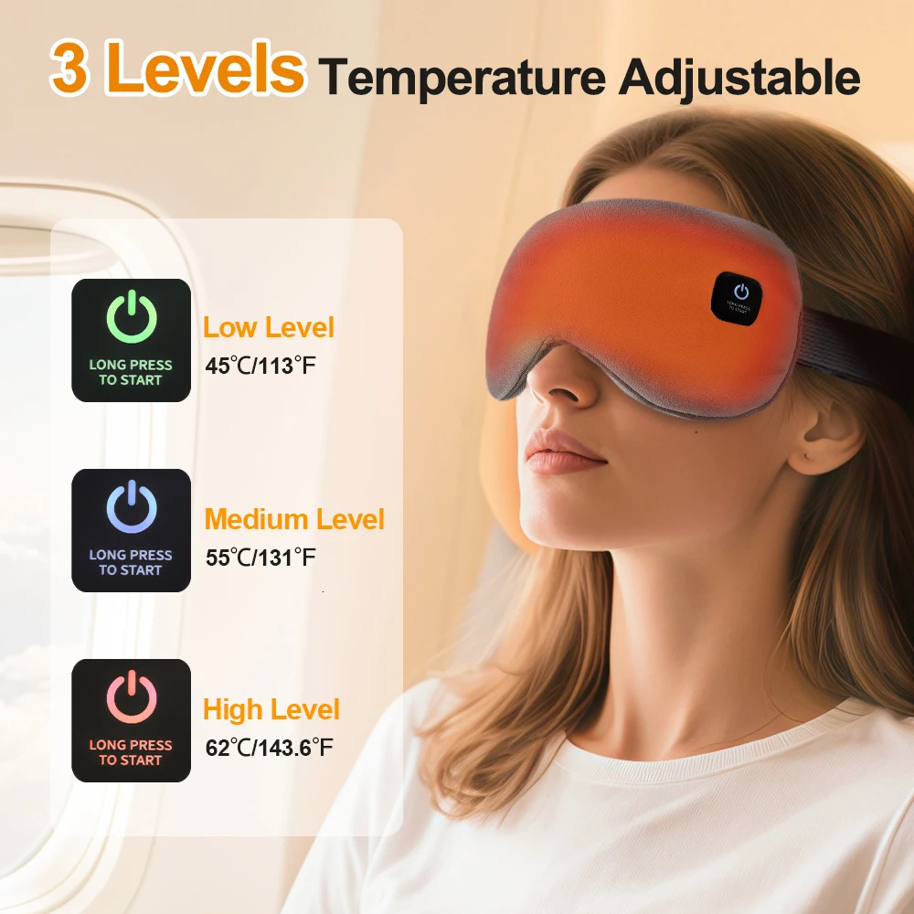Rechargeable Heated Eye Mask For Dry Eyes Fatigue Relief Anti Dark Circles 3Speed Heating Eye Massager Sleep Eye Mask Blindfold 251027