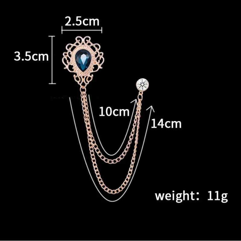 New Vintage Tassel Chain Brooches Rhinestones Crystal Lapel Pins Shirt Suit Collar Pin Fashion Jewelry for Men Women Accessories Y251029