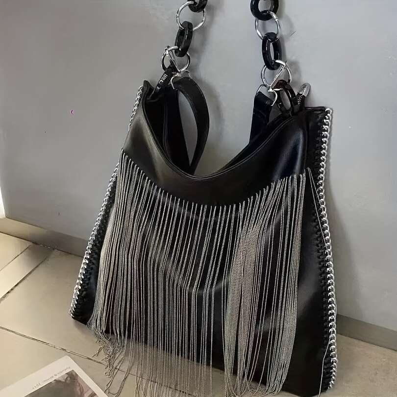 2025 New Fashionable Genuine Leather Tote Bag, Large Capacity, Vintage Style, Solid Color, Zipper Closure, Lining, Edge Paint, With Messenger Strap, F