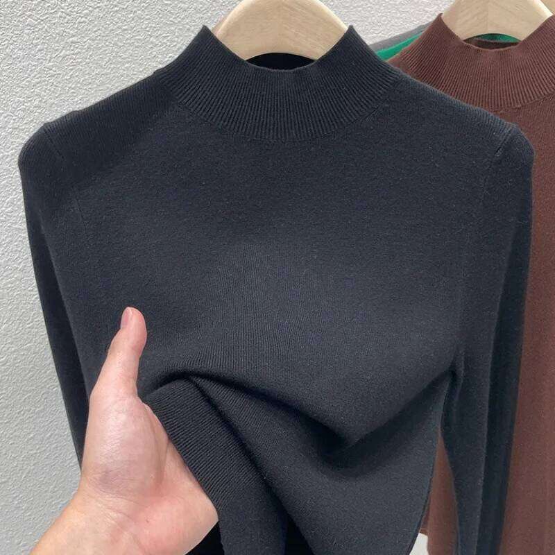 Women Autumn Winter 2025 Fashion Turtleneck Jumpers Female Slim Fit Sweater Ladies Solid Color Knitted Soft Pullovers Designer Sweater Women Bear Swea