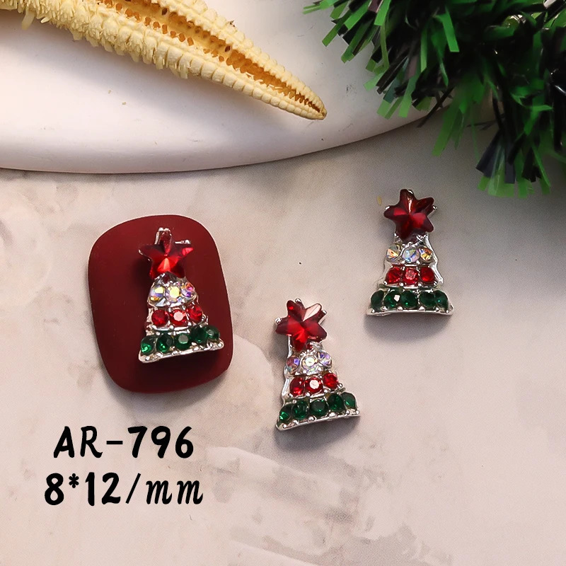 10PCS 3D Alloy Bell Nail Art Charms Supplies For Manicure Decor Christmas Tree Nails Decoration Rhinesstones Accessories 251027