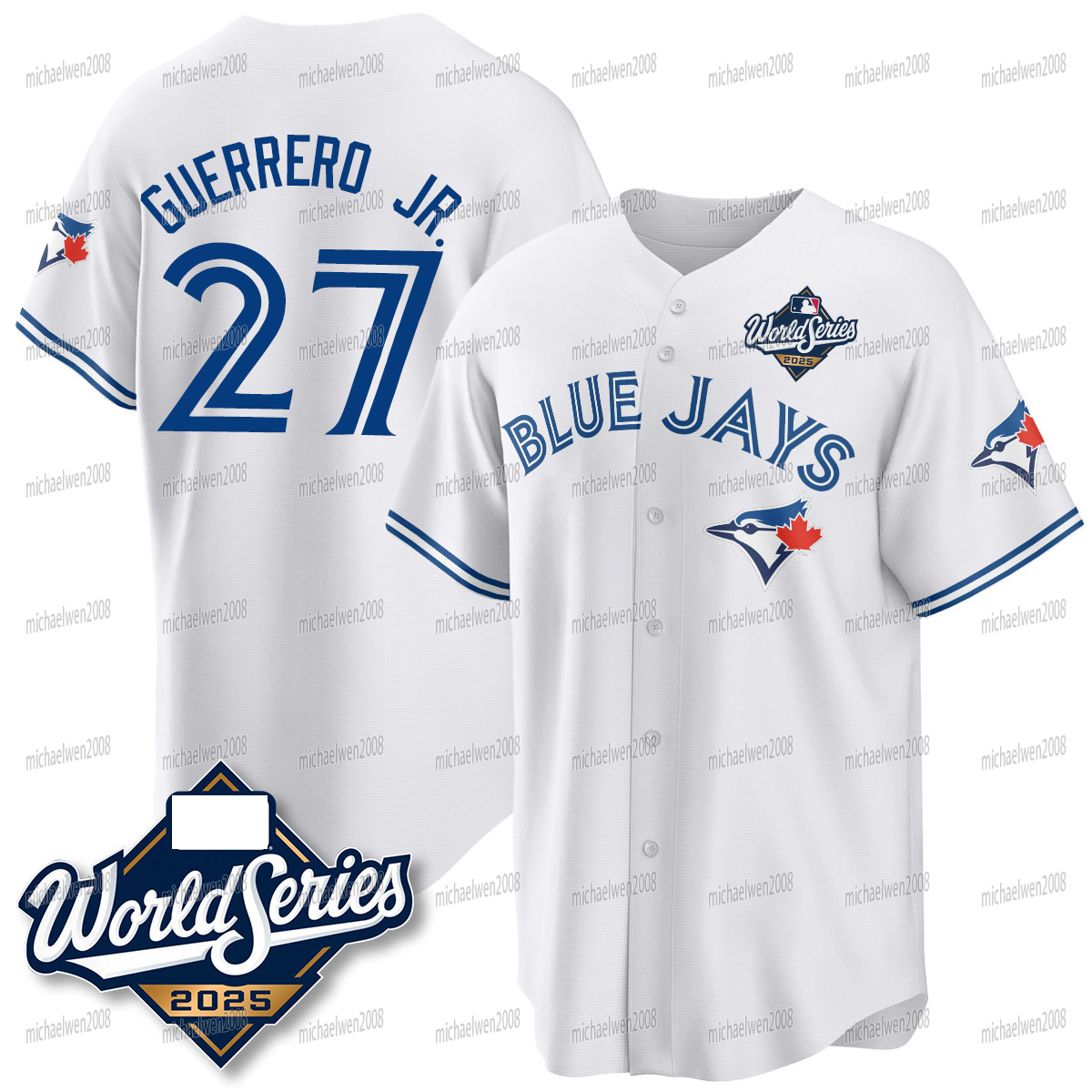 27 Vladimir Guerrero Jr. 2025 World Series Blue Jays Jerseys Trey Yesavage Bo Bichette George Springer Daulton Varsho Max Scherzer Jose Berrios Alejan