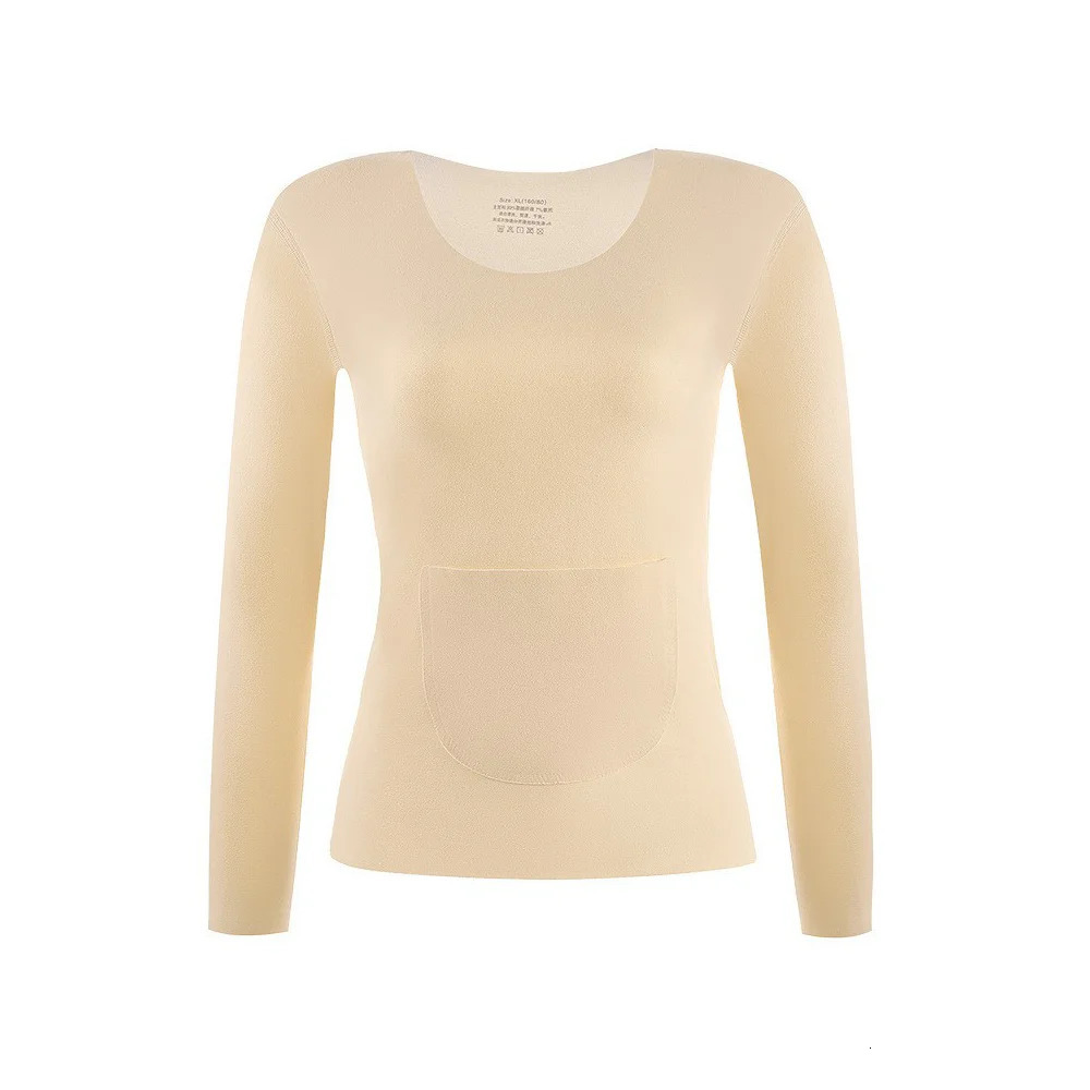 Thickened Long Sleeve Thermal Top Womens Base Layer Inner Wear Velvet Heating Warm With Pocket Thermal Underwear 251030