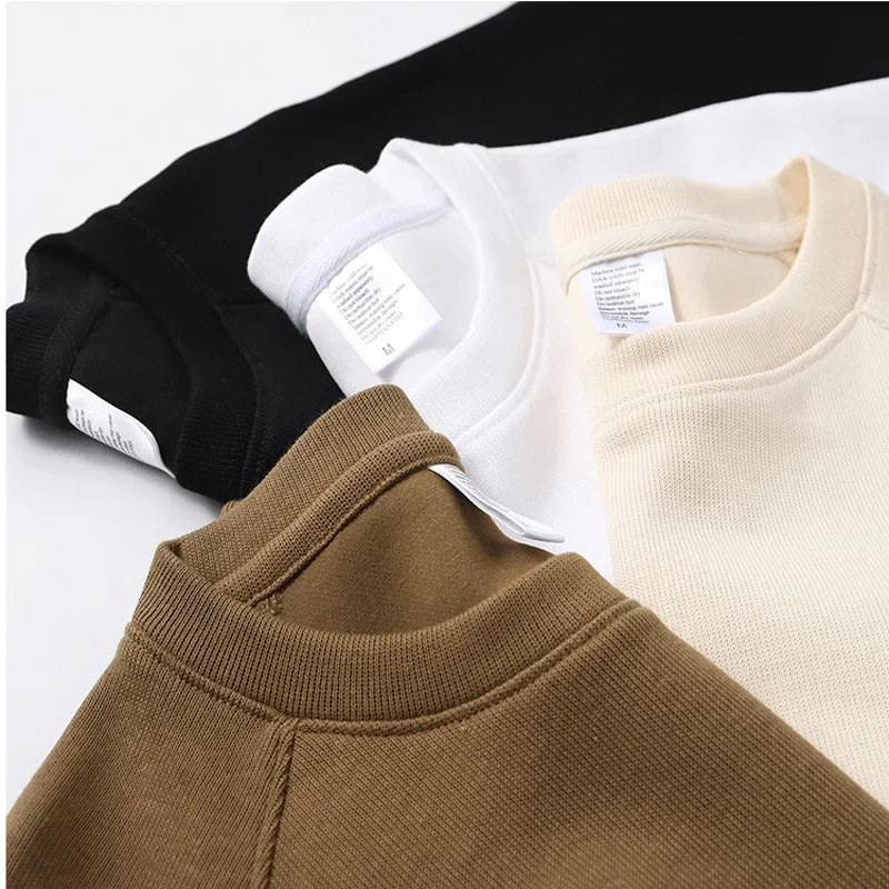 Thickened Fleece Cotton Hoodie Unisex Oversized round Neck Solid Color Couples Sweatshirt Versatile Autumn Winter Arrival 251030