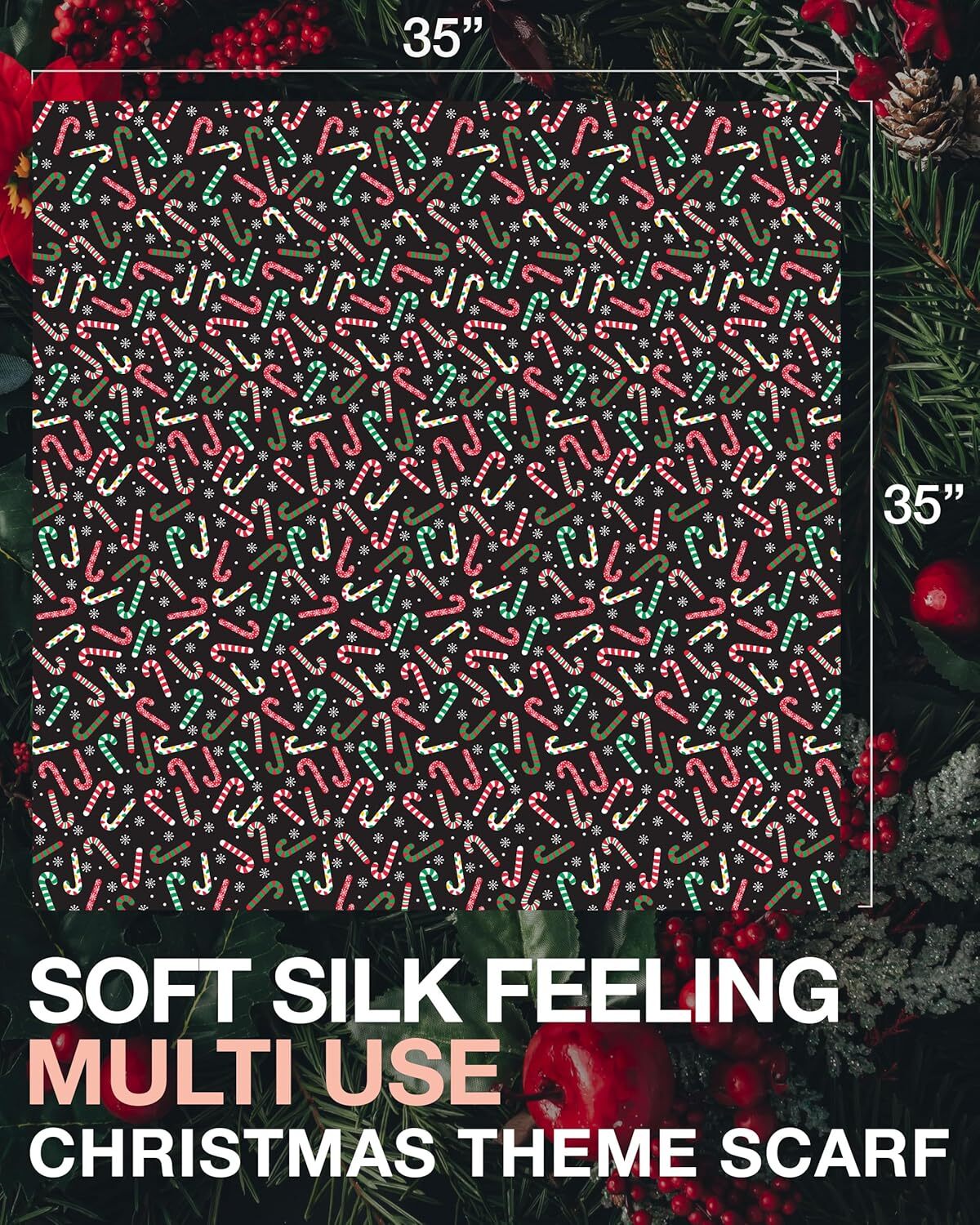 Custom Women's Lightweight Soft Silk Feeling Christmas gifts Poinsettia Snowman Scarf 13" 70" 21" 21"or x 35"