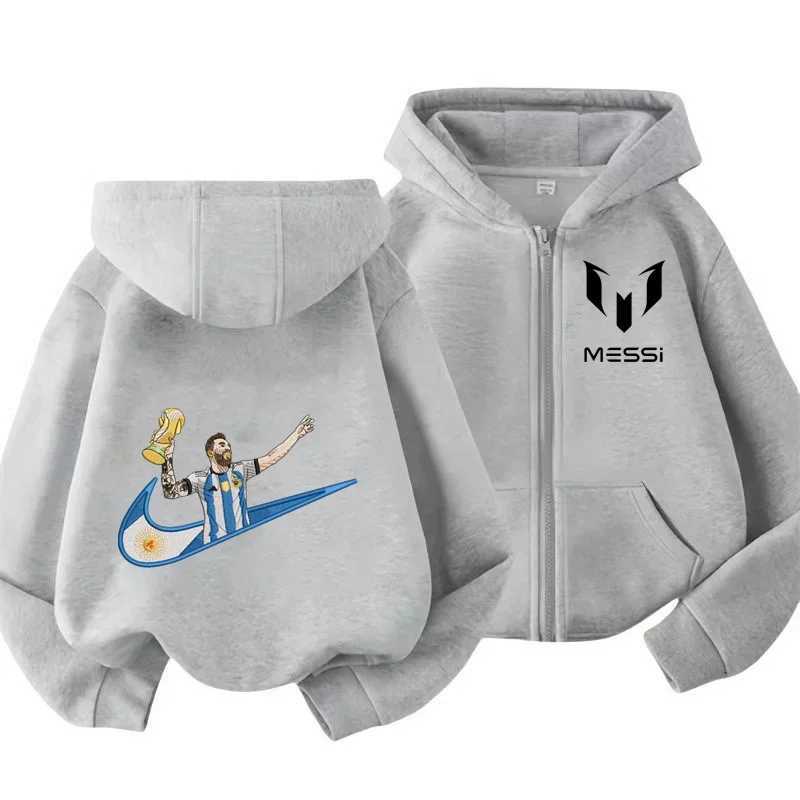 Messi Hoodie Childrens Clothing Spring Fall Long Sleeve Hooded Zipper Hoodie Sportswear Baby Boys 314 Years Old Football CoatT251030