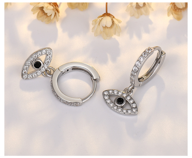 Luxurious Evil Eye Drop Hoop Earrings for Women Sparkling 18K Gold Plated CZ Crystal Demon Eye Huggie Dangle Earrings S925 Sterling Sliver Plated Eye 