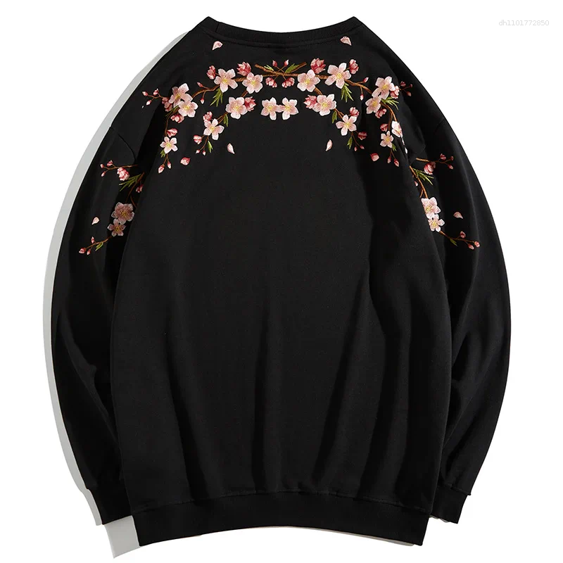 Men's T Shirts Floral Embroidery Unisex Pullovers Sweatshirt For Men Loose Fit Autumn Quality Cotton Fashion Casual Oversized Luxury Pull