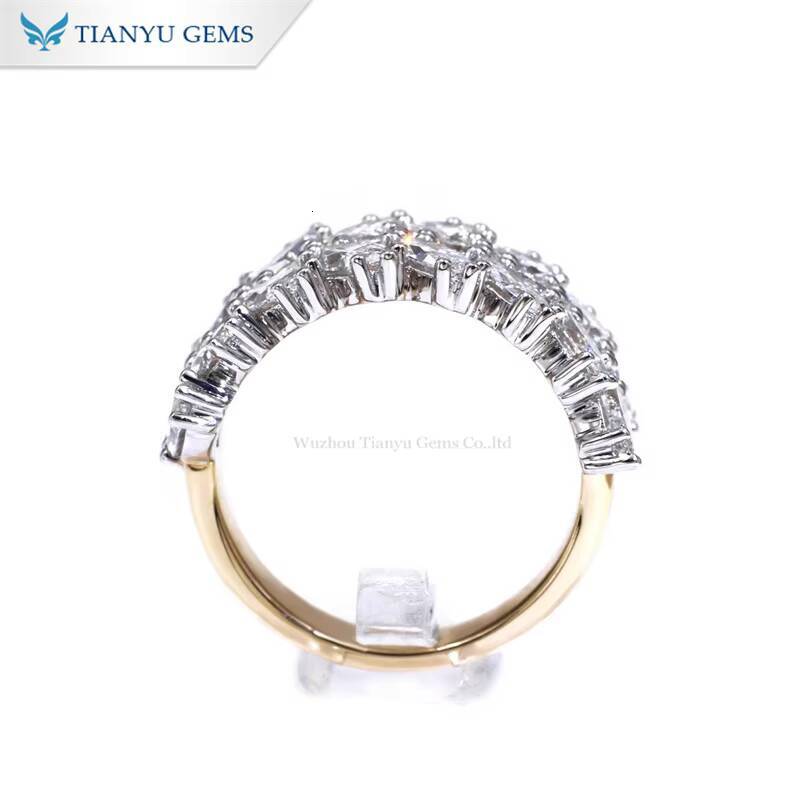 Tianyu Gems Highendjewelry Multishape Marquise Cut Lab Diamond DEF VS1 14k Solid White Gold and Yellow Gold Ring for Women