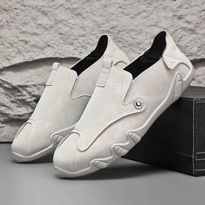 Large Size Men's Leather Soft Sole Octopus Loafers Fashionable Casual Slip-On Shoes 46 Comfortable