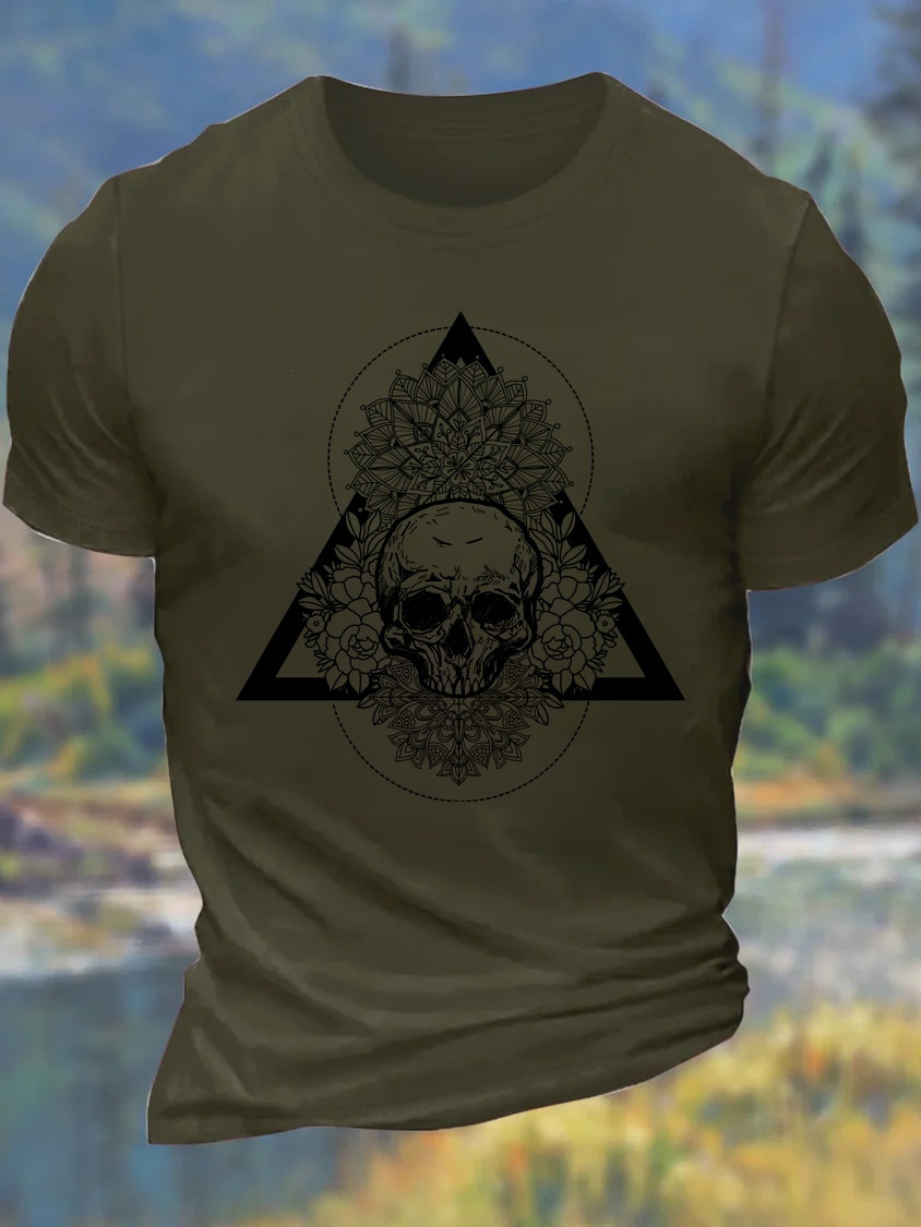 US/EU Oversized Skeleton Print Men's Cotton Short-Sleeve T-Shirt - TT7326